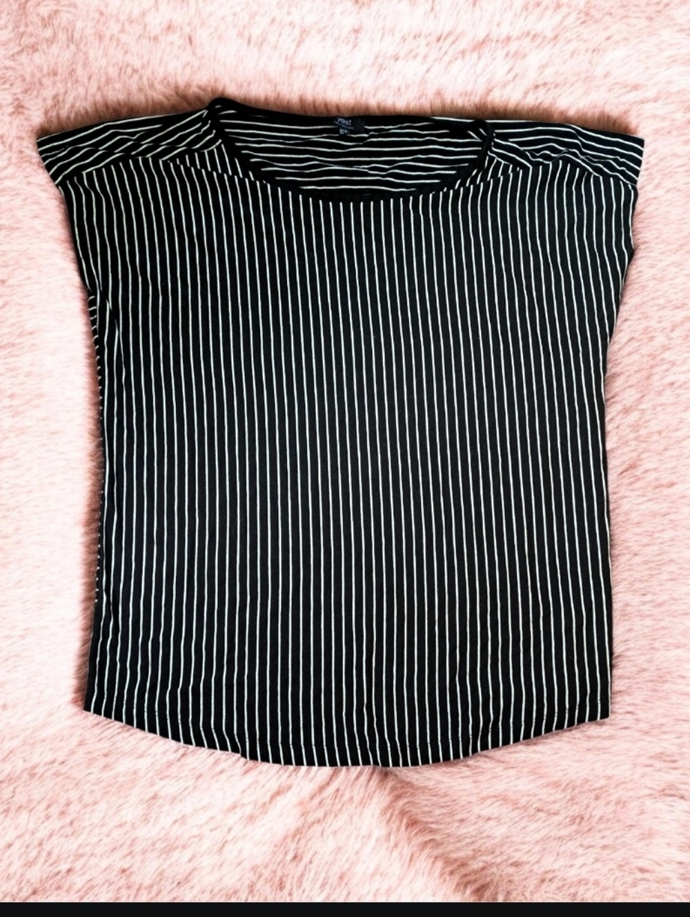 Black & White Striped Short-Sleeve Tee And Skirt Set. Monochromatic